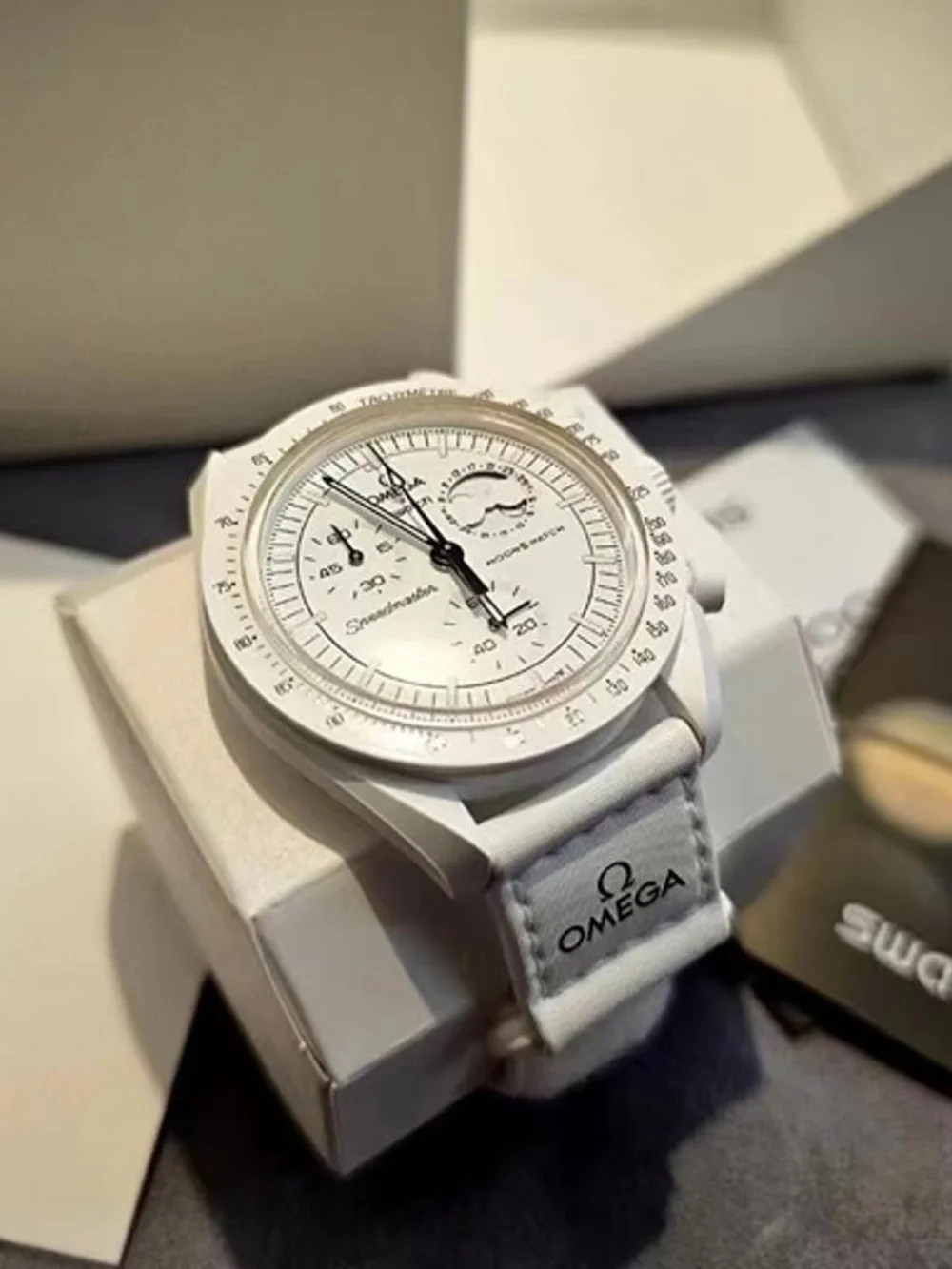Omega x swatch “Snoopy” moonswatch mission to the moonphase bioceramic watch New